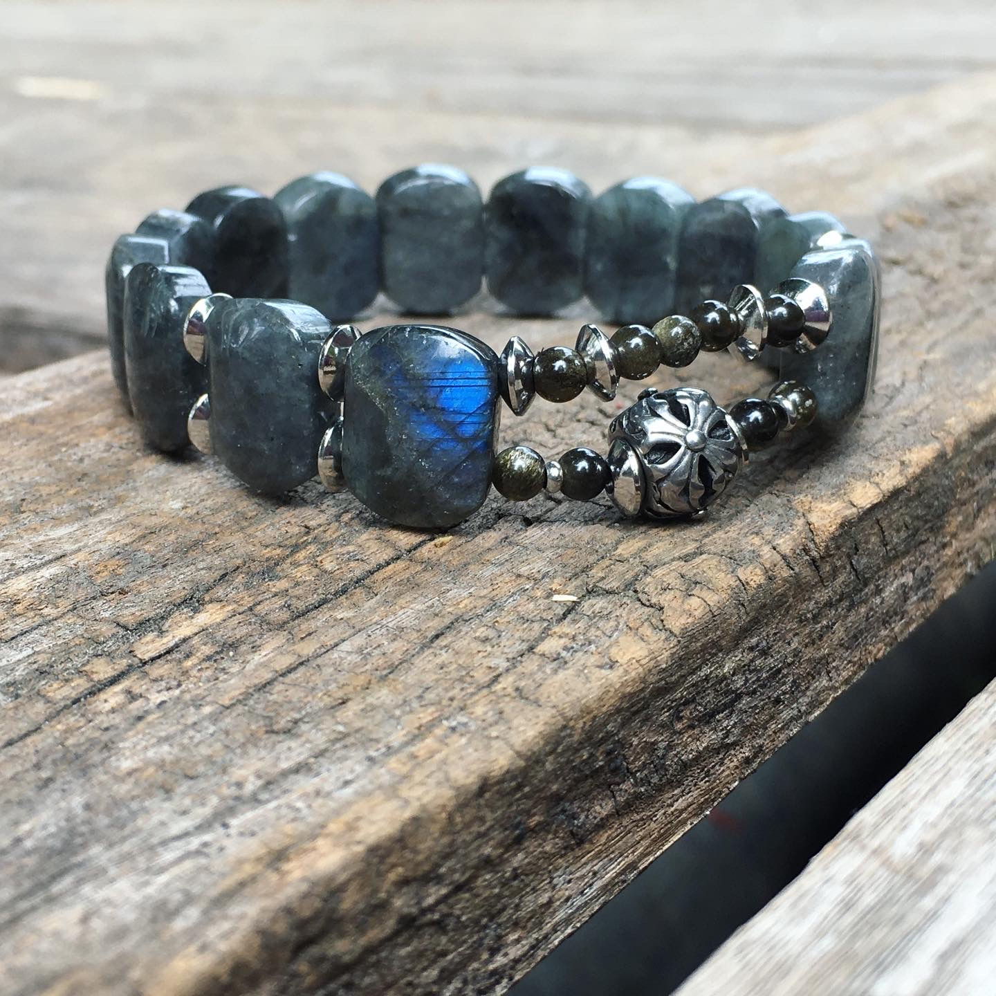Labradorite | 天然石 拉長石 黑曜石 手鐲