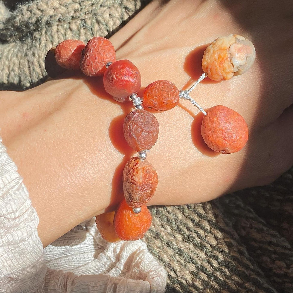 縮圖：Gobi Agate | 戈壁 紅 毛綫團 眼睛石手鏈