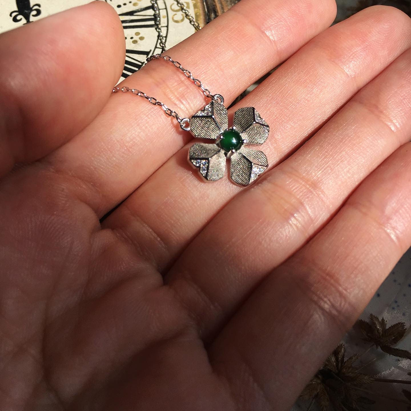 Jade | 古典 翡翠 四葉草 頸鏈