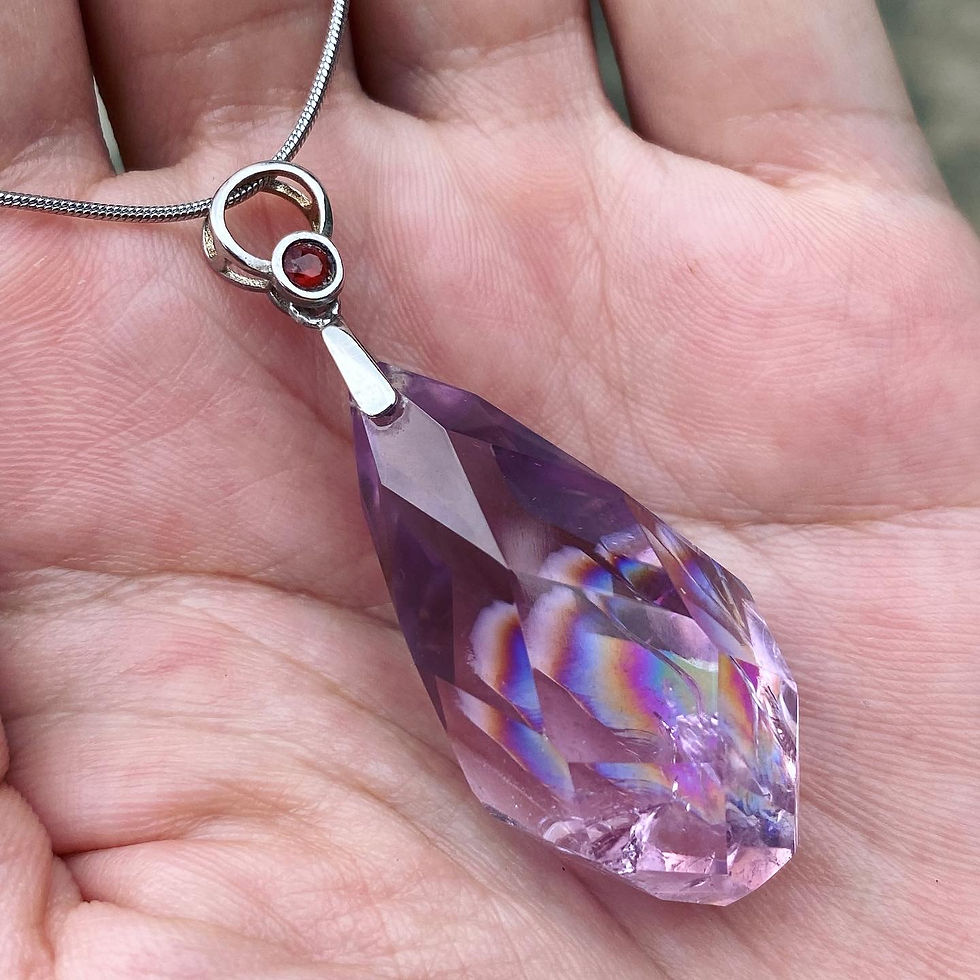 縮圖：Rainbow in Amethyst | 薰衣草 彩虹 紫水晶 水滴 頸鏈