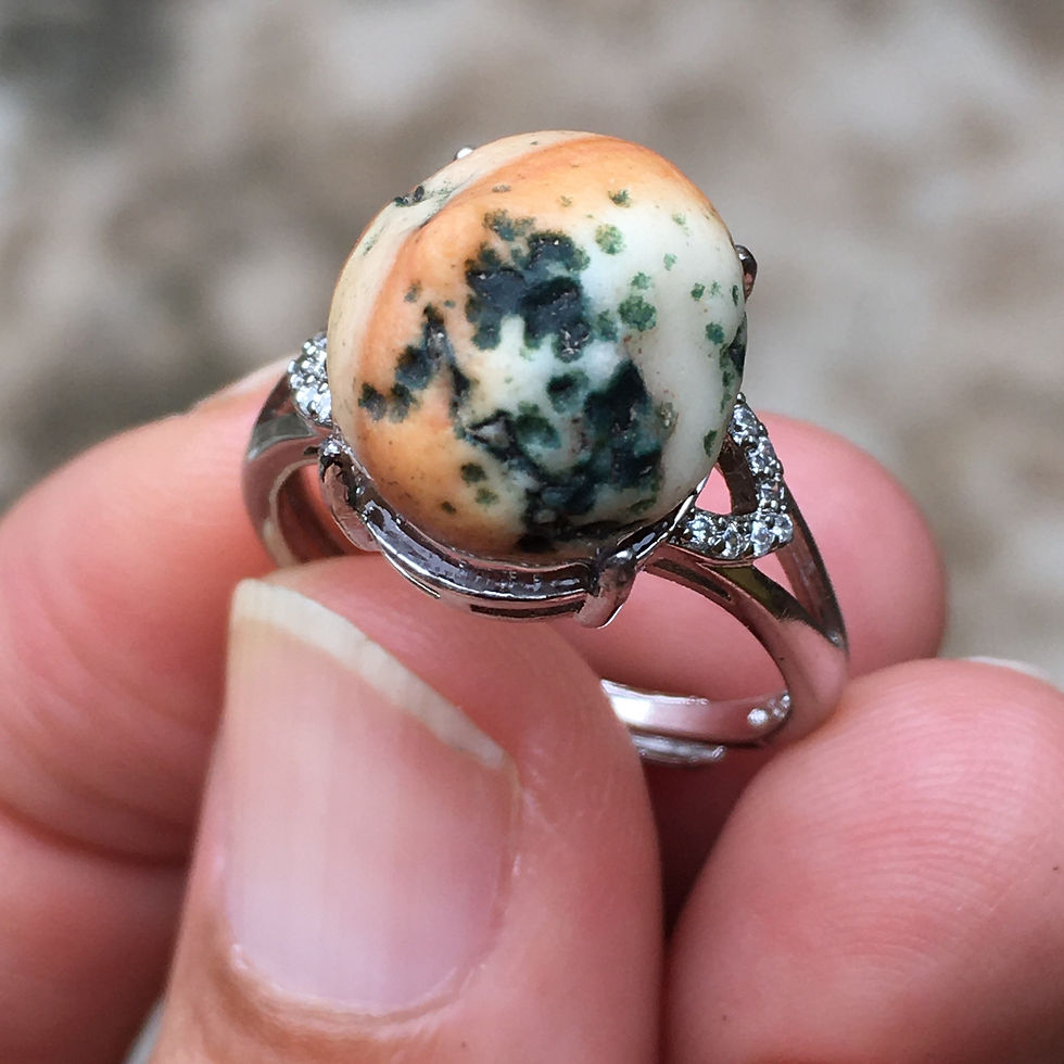 サムネイル： Gobi Agate | 天然原石 戈壁石 條紋 草花 指環