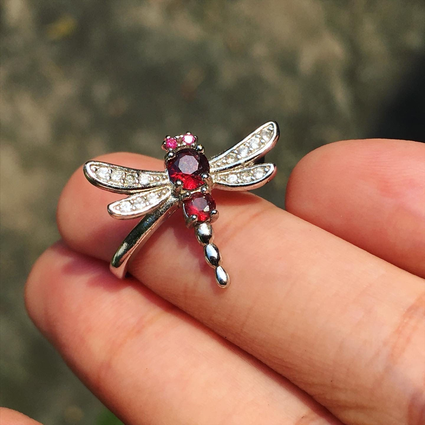 Garnet | 天然石 石榴石 蜻蜓 指環