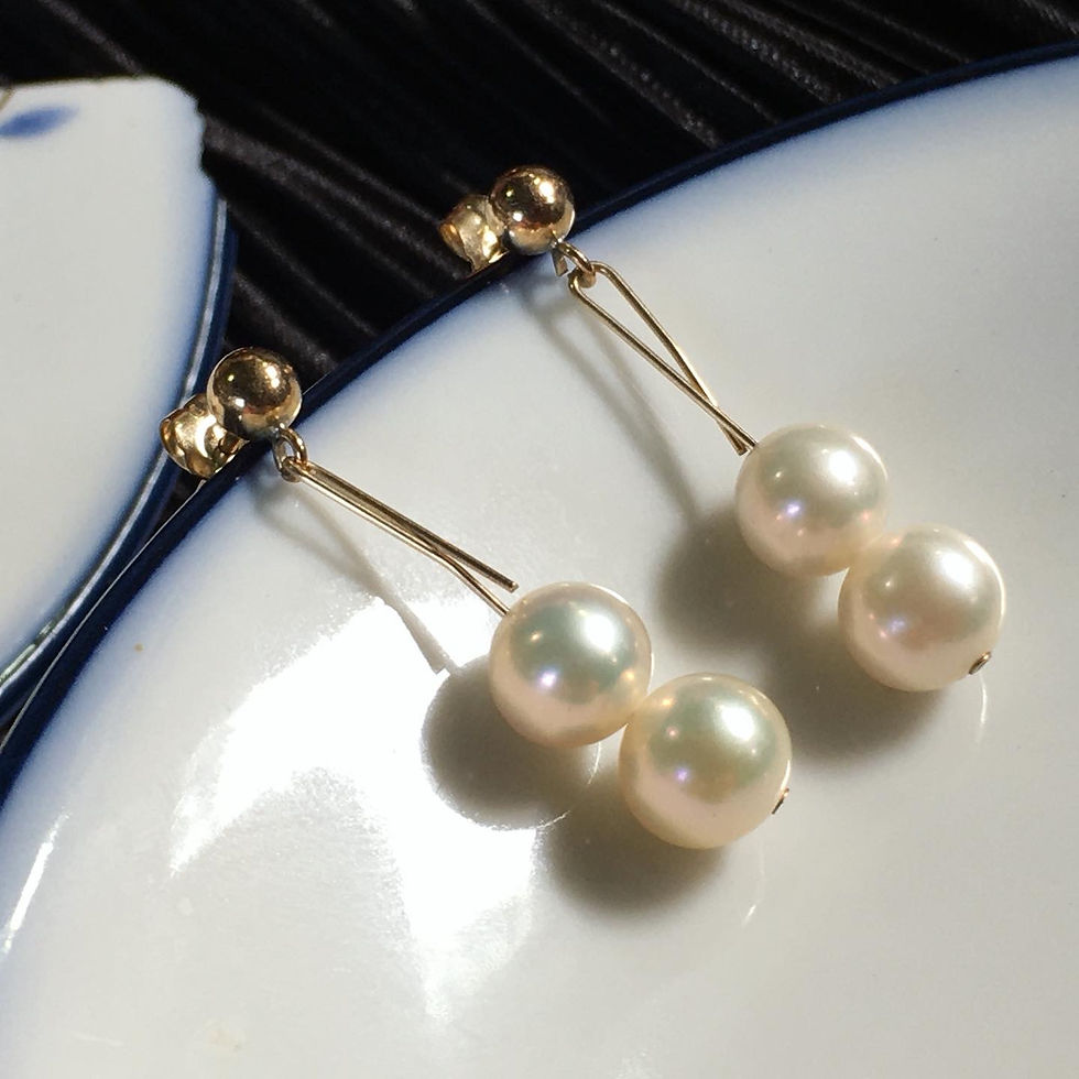縮圖：Pearl | 白 雙珠 垂墜 耳環