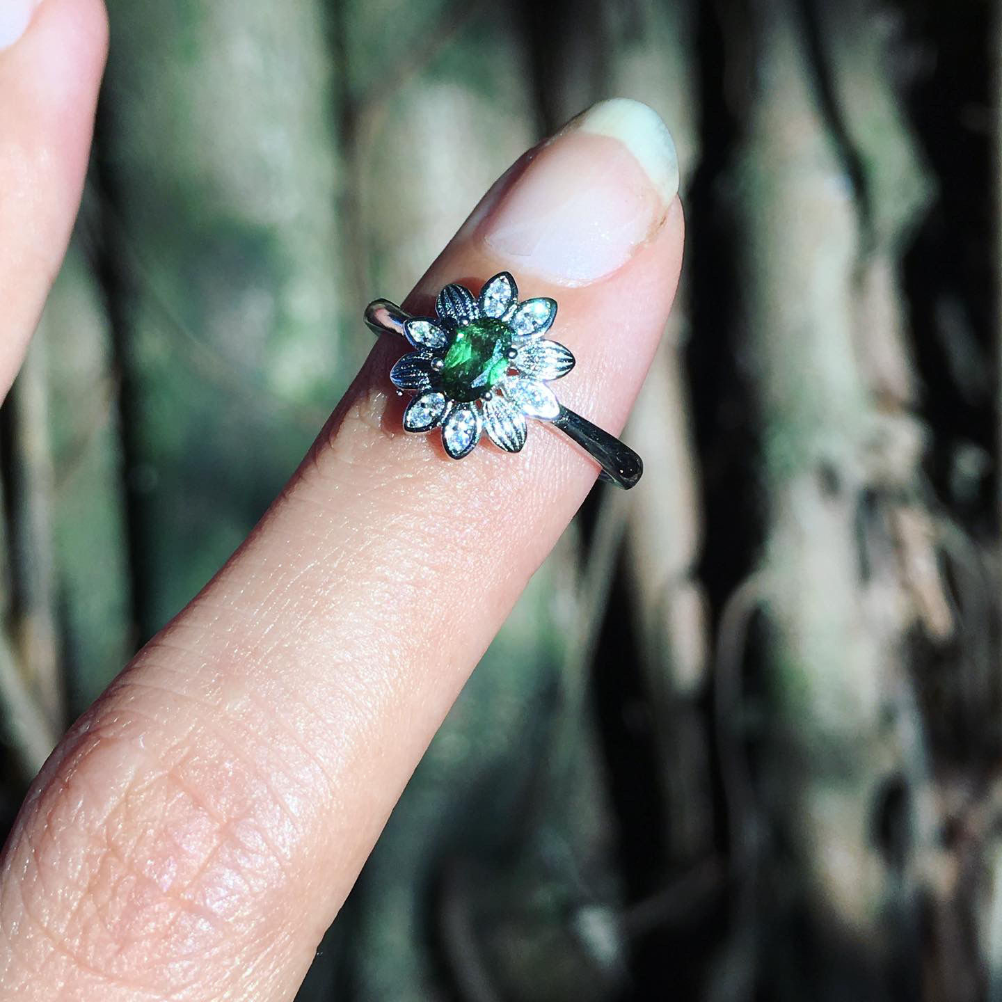 Tourmaline | 天然石 綠碧璽 花 指環