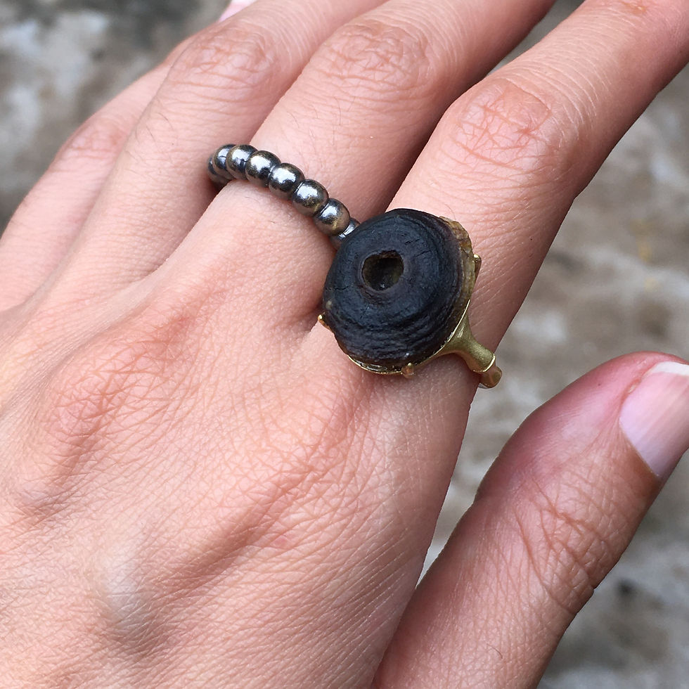 縮圖：Gobi Agate | 天然原石 戈壁石 黑窩窩 眼睛石 指環