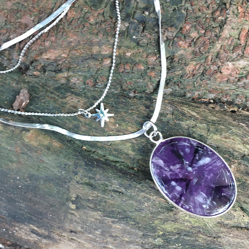 サムネイル： Trapiche Amethyst  | 時光隧道 放射狀 紫水晶 雙層 星光 頸鏈
