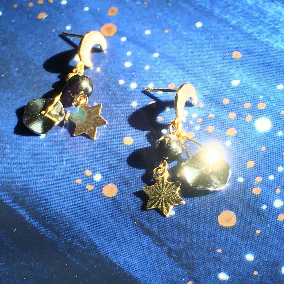 Thumbnail: Hypersthene | 黑銀線石 星星 搖曳式 耳環