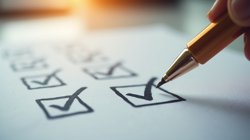 Close-up view of a checklist with LLC formation steps