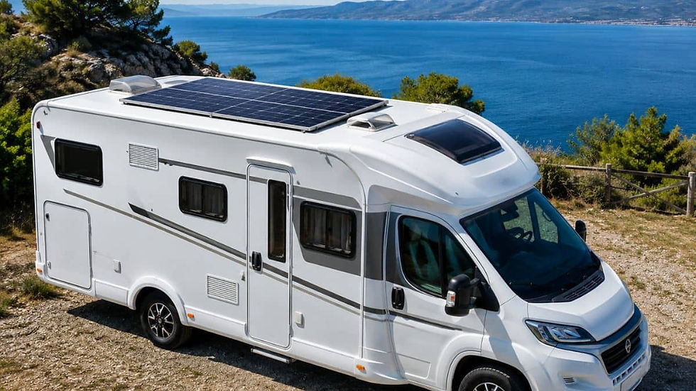 Pannello solare installato sul tetto di un camper