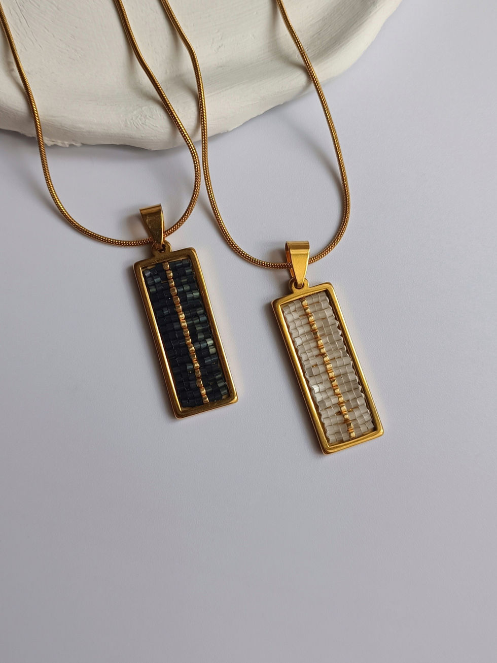 Ατσάλινο Κολιέ Με Χάντρες Miyuki | TORTORA STUDIO