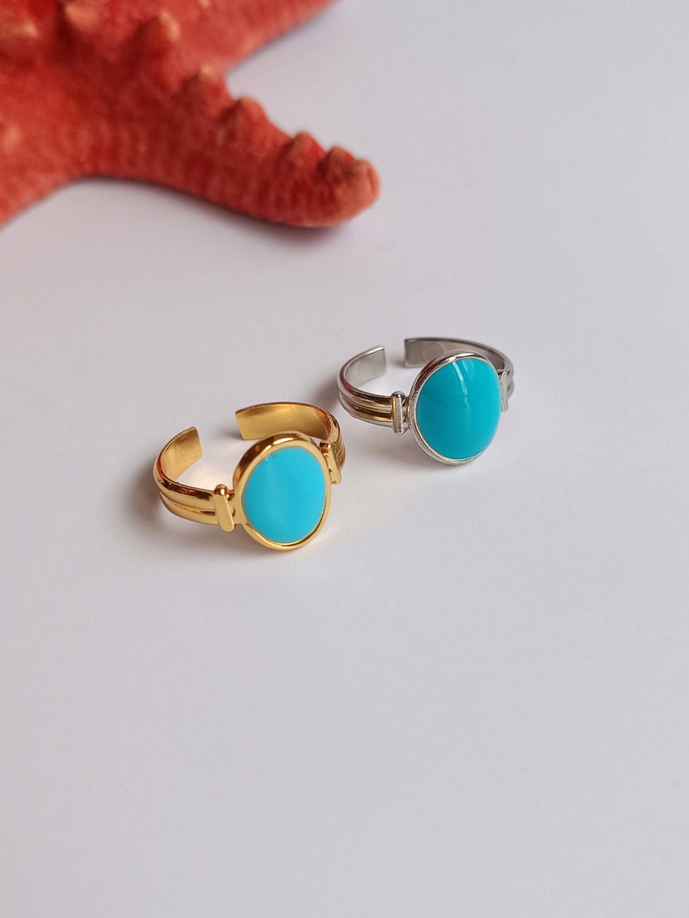 Ατσάλινο Δαχτυλίδι Με Σμάλτο | TORTORA STUDIO