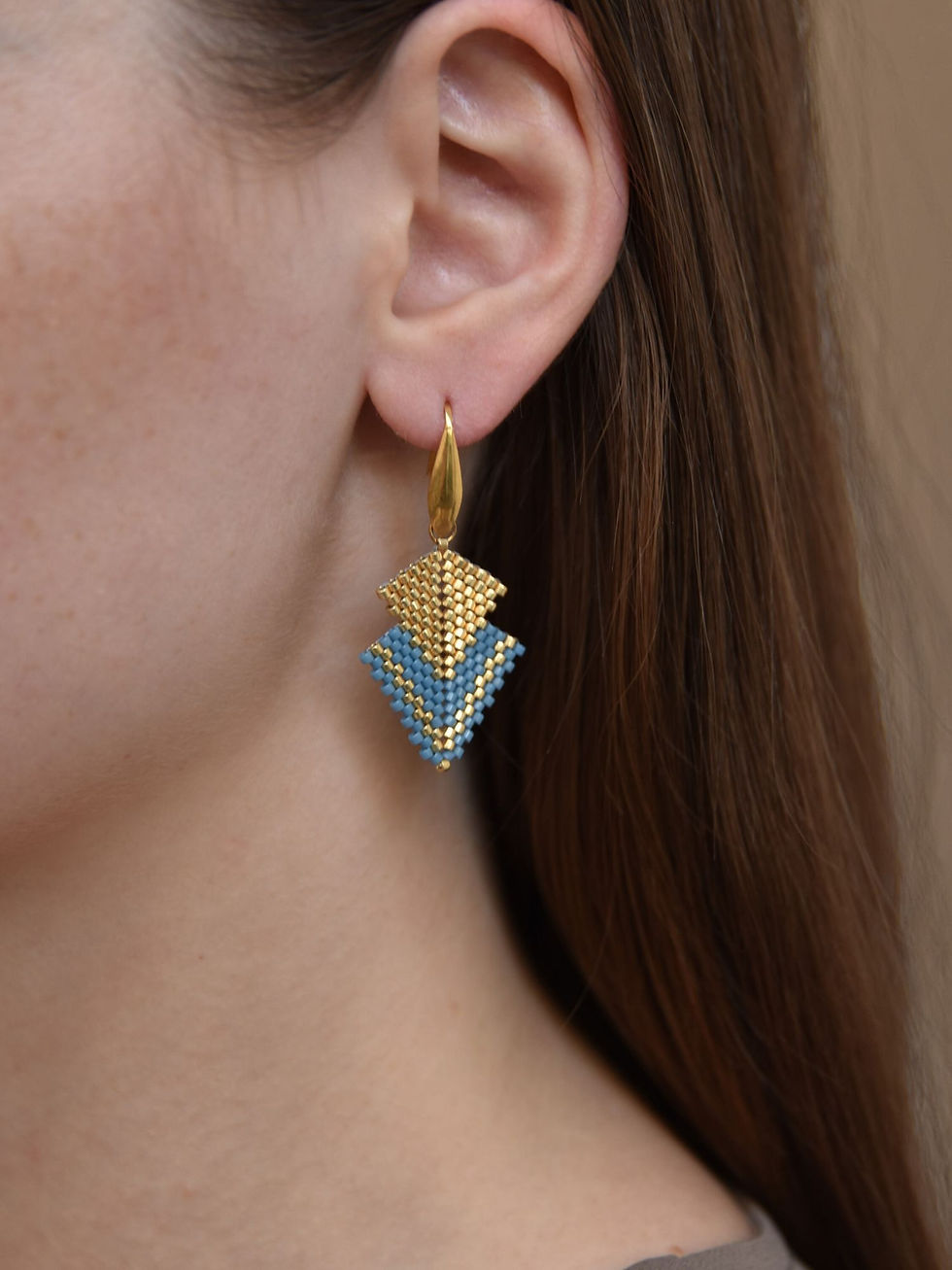 Σκουλαρίκια Corine Με Χάντρες Miyuki | Denim | TORTORA STUDIO