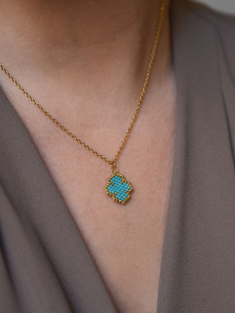 Κολιέ Brielle Με Χάντρες Miyuki | Τιρκουάζ | TORTORA STUDIO