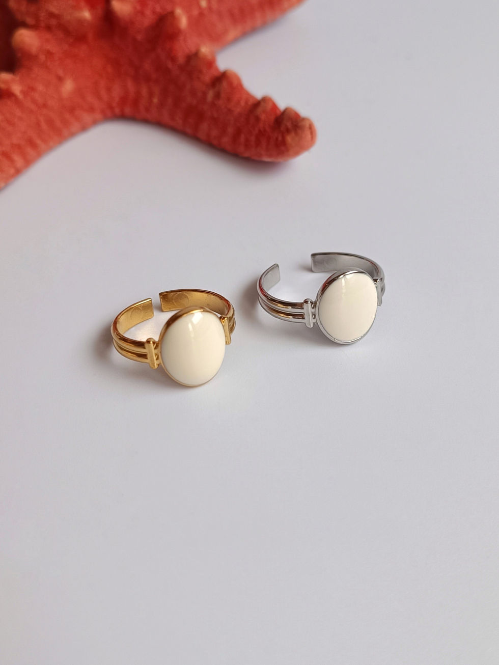 Ατσάλινο Δαχτυλίδι Με Σμάλτο | TORTORA STUDIO