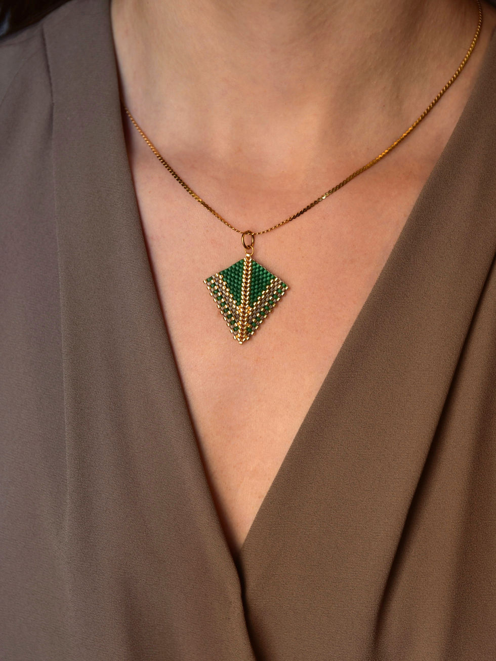 Κολιέ Cometa Με Χάντρες Miyuki | Πράσινο | TORTORA STUDIO