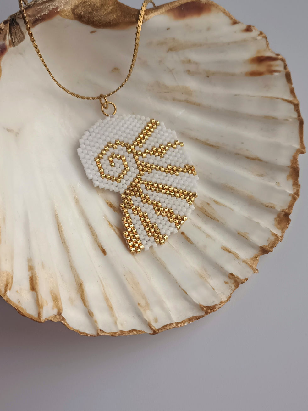 Κολιέ Κοχύλι Με Χάντρες Miyuki | Λευκό | TORTORA STUDIO