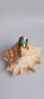 Ατσάλινο Δαχτυλίδι Ημιπολύτιμος Λίθος Τιρκουάζ | TORTORA STUDIO