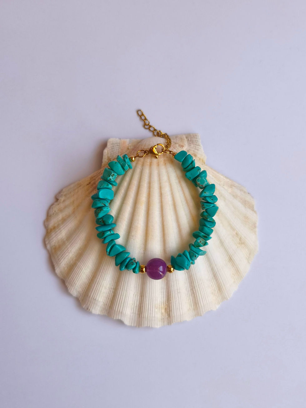 Βραχιόλι Τσιπς Τιρκουάζ Με Γυάλινη Χάντρα | TORTORA STUDIO