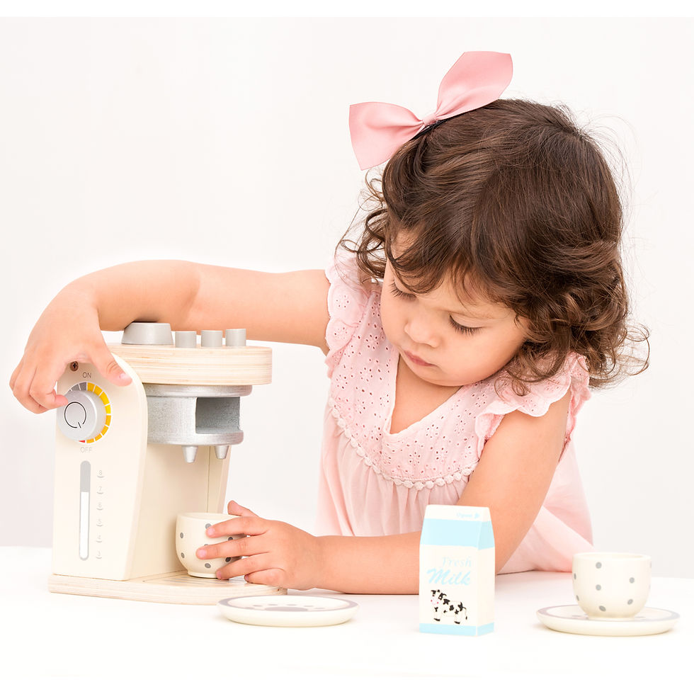 Miniature : Machine expresso en bois - blanche