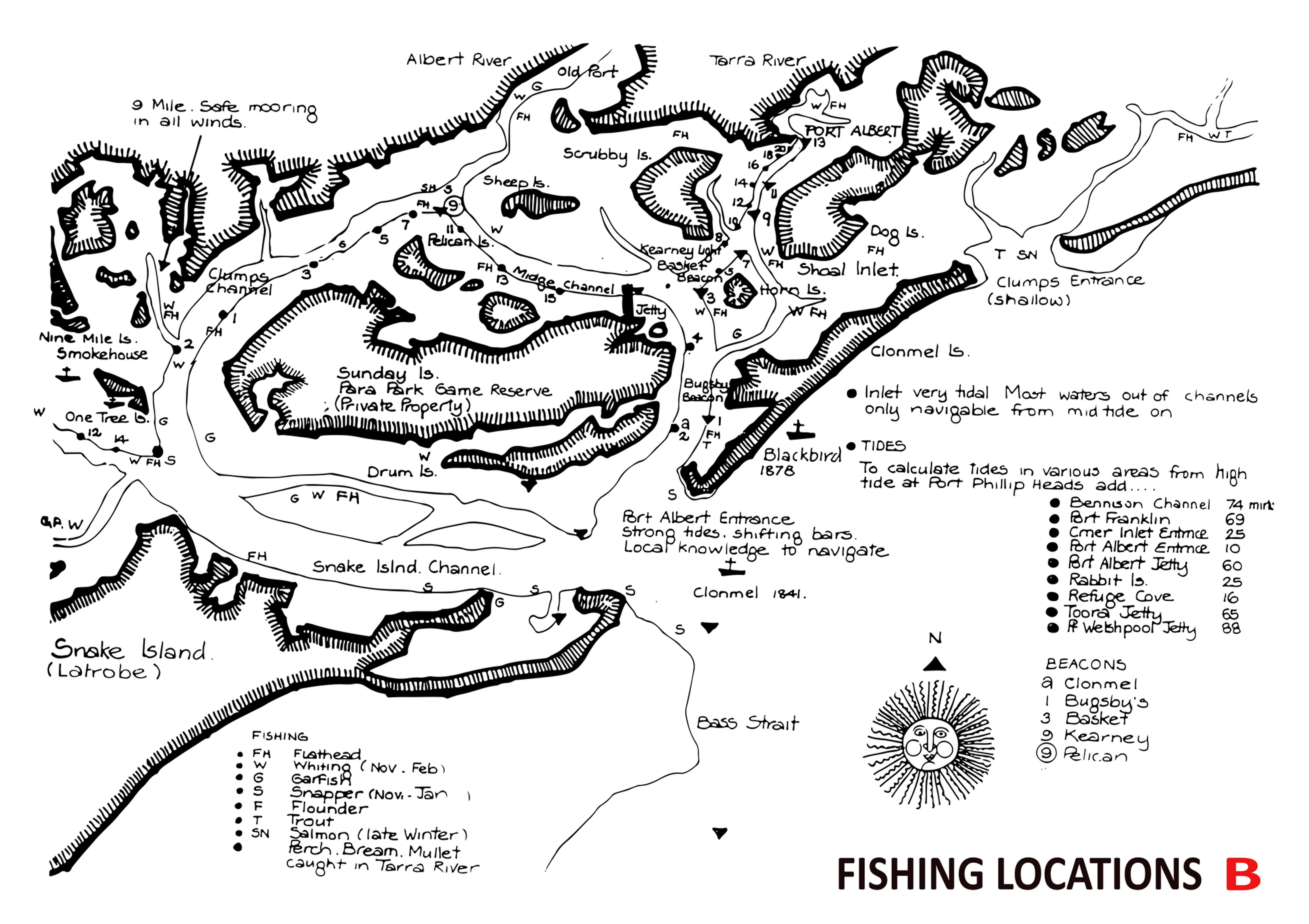 Corner Inlet Fishing Location Map B (Laminated)