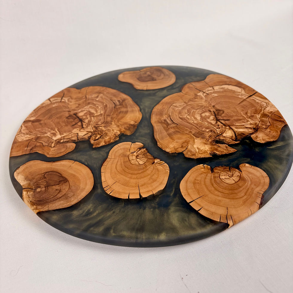 Thumbnail: Golden olive: olive wood serving / display board with olive gold resin 