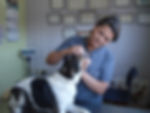 Doctora marisol atendiendo a un perro