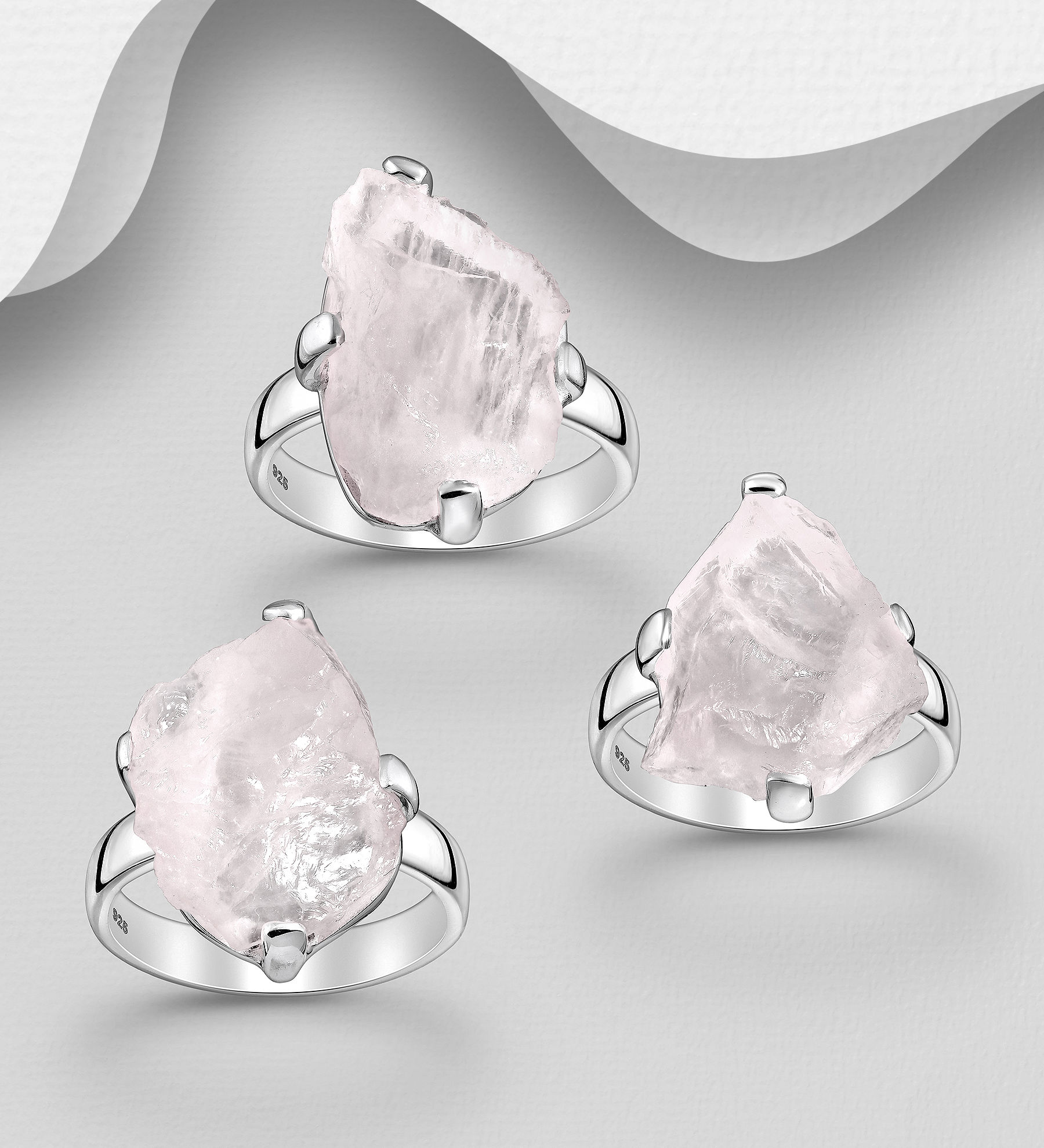 Sterling Silver Ring with Rose Quartz