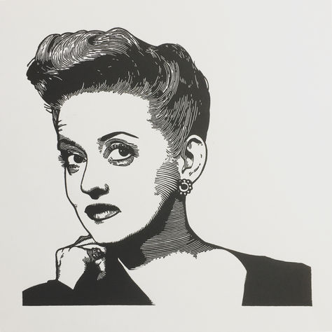 Bette Davis linocut print by Inkshed Press