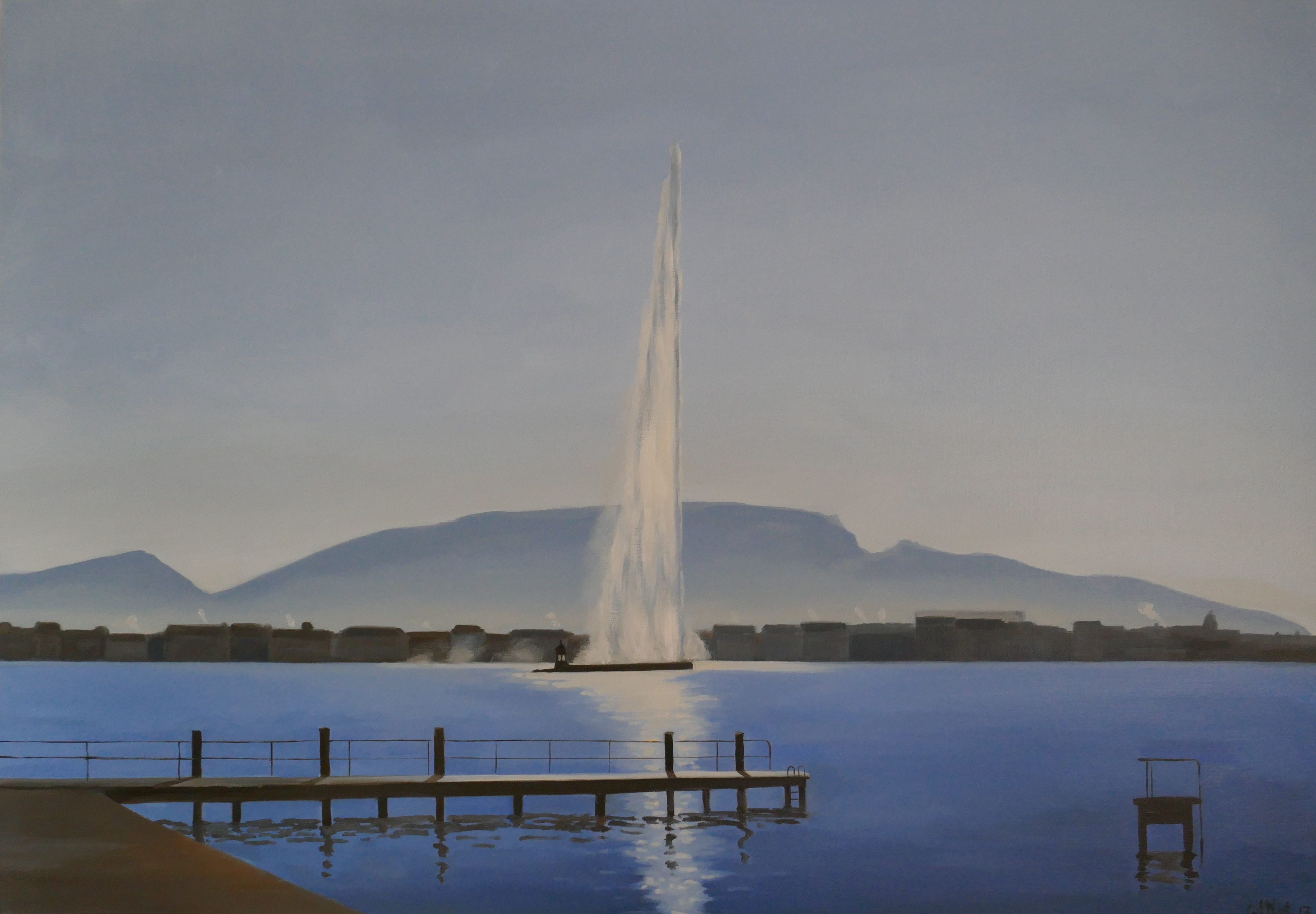 Jet d'eau en contre-jour