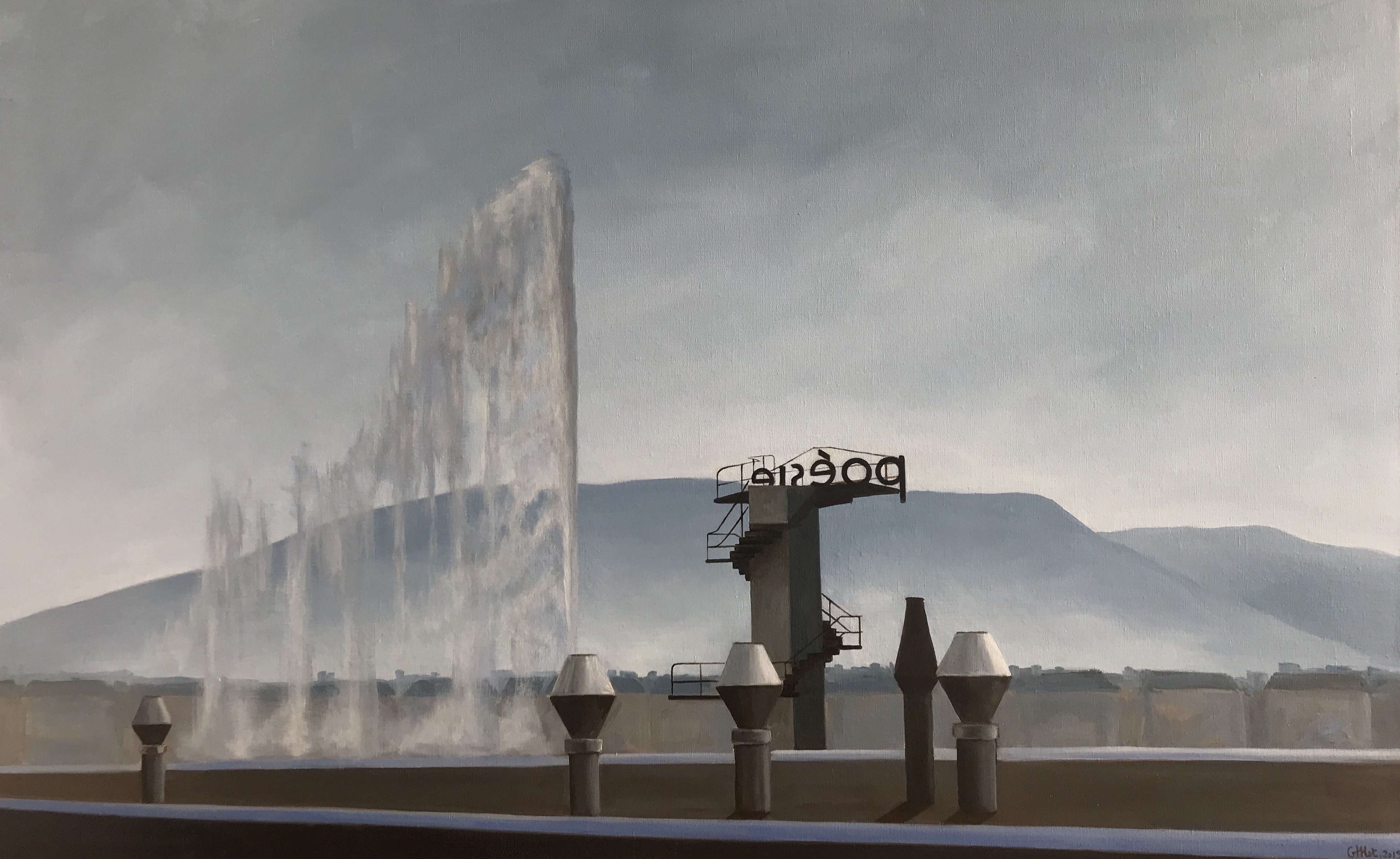 Jet d'eau dans le vent