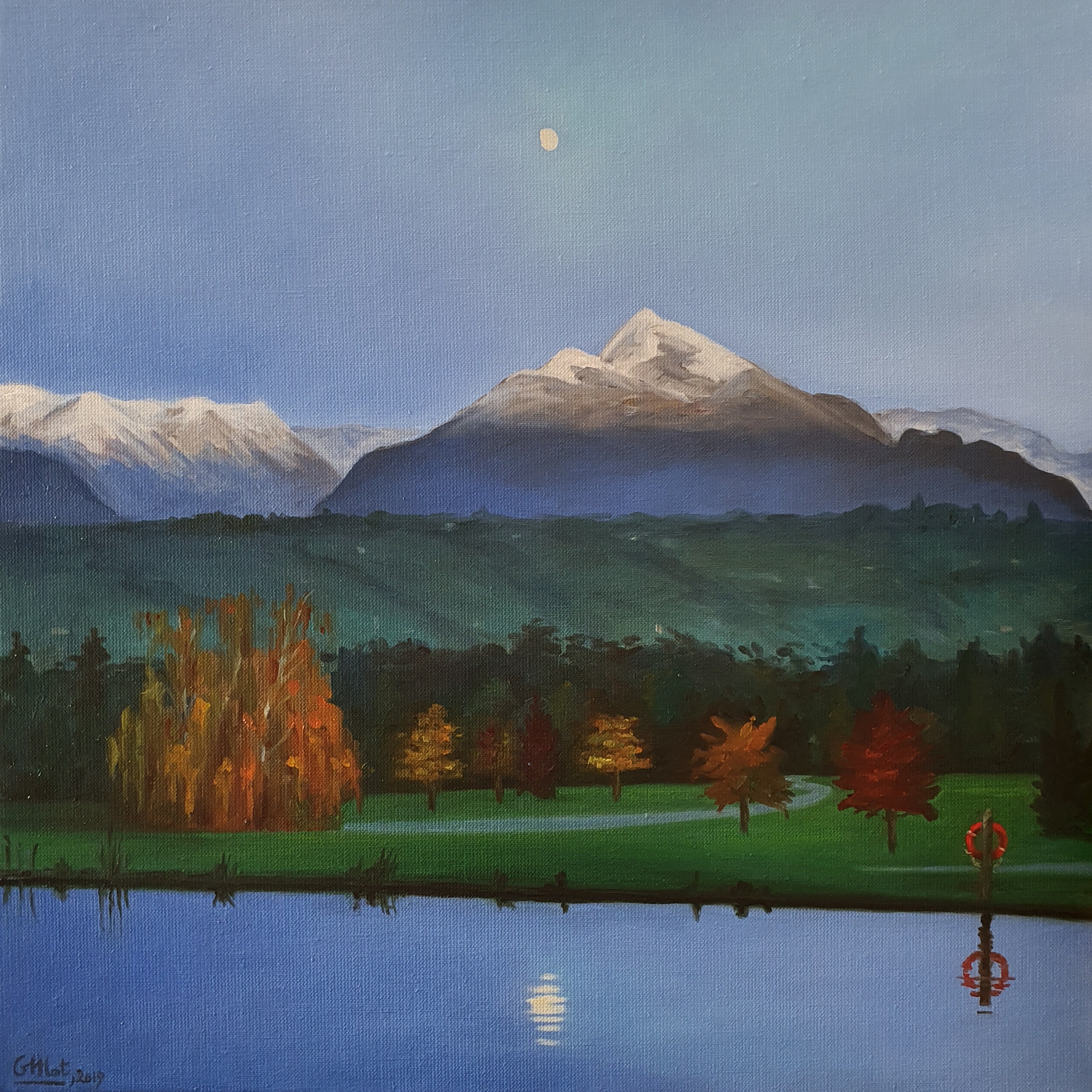Lever de lune au Golf d'Esery