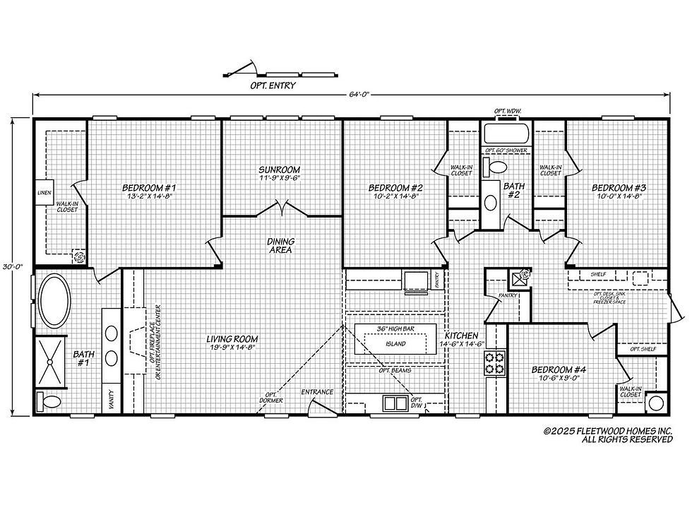 4 bed 2 bath 1,920 sq ft.