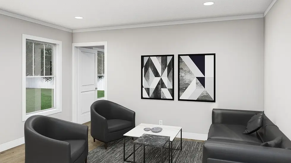 3 bed 2 bath 990 sq ft.