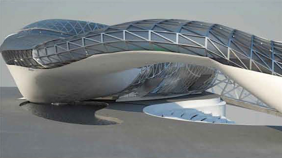 Observation deck from the biomorphic building