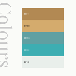 Color palette with five horizontal swatches, labeled "Colours."