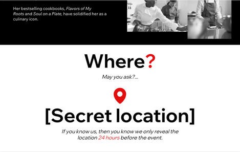 Event location teaser with secretive text.