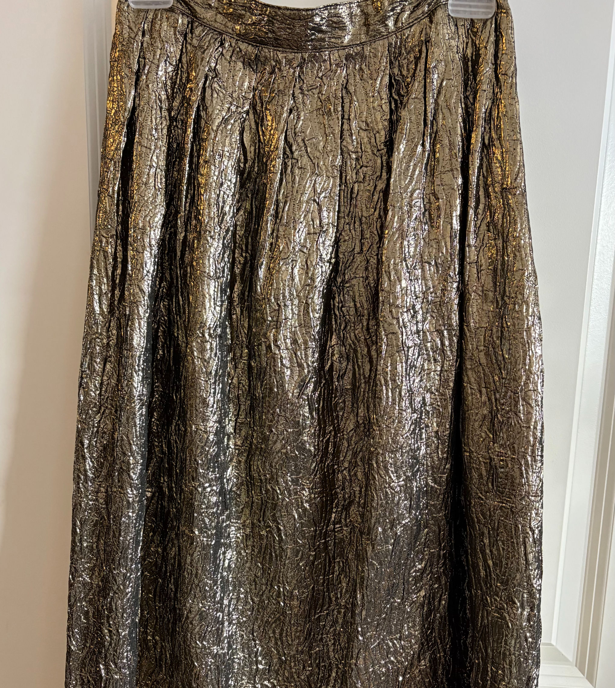 Metallic Pleated Midi Skirt - Size 8