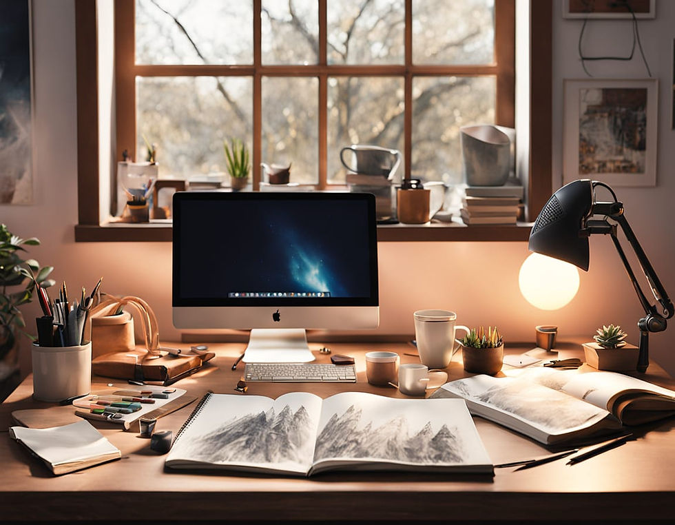 cozy creative workspace with laptop, notebook, and coffee representing the moment a website project finally comes together