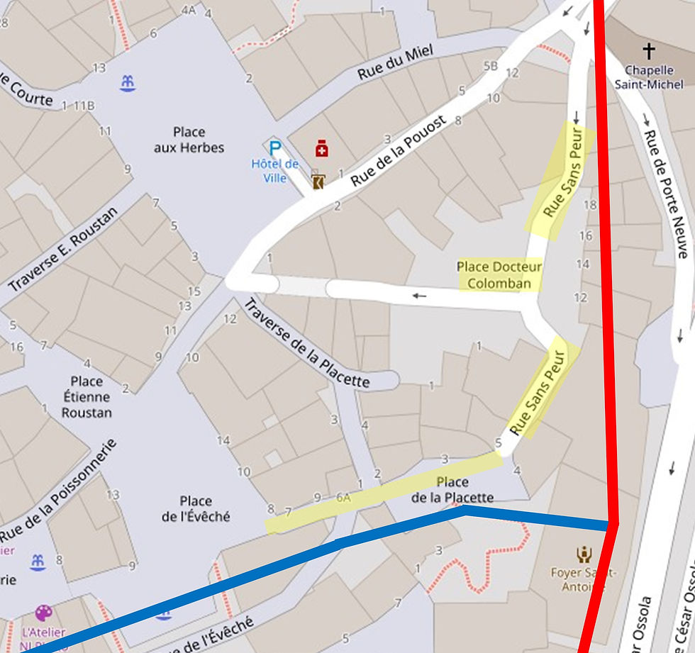 Map of rue Sans Peue, Grasse