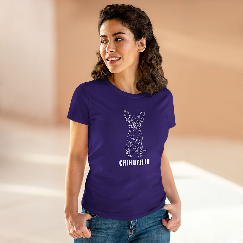 Thumbnail: Chihuahua Line Art T-Shirt — Women's | White