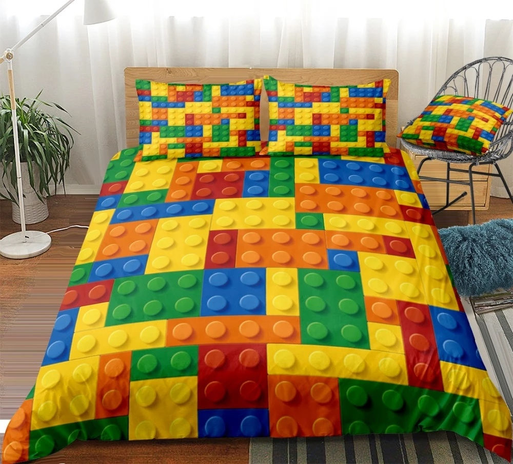 3D Toy Print Bedding Set Dot Building Blocks Duvet Cover Set