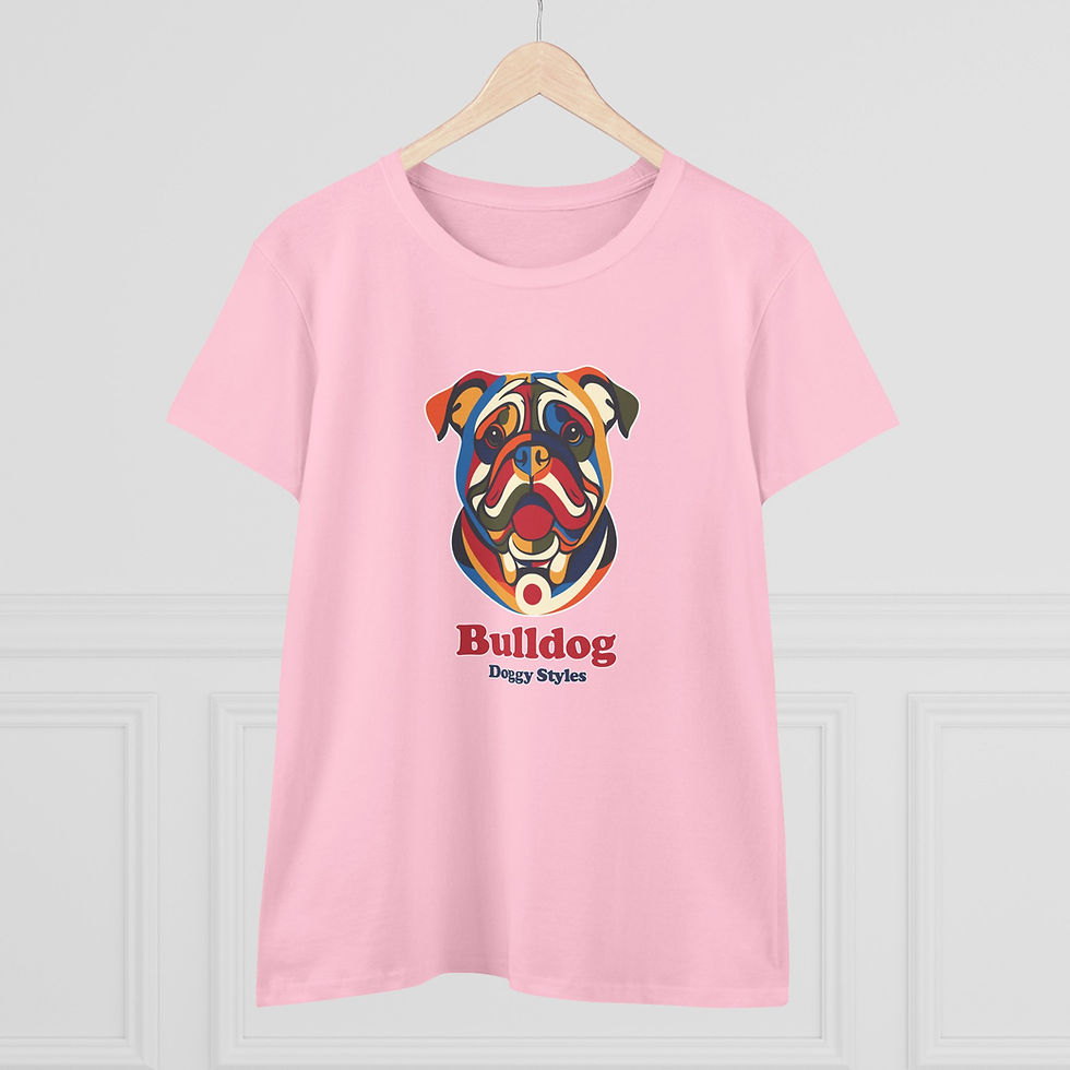 Thumbnail: British Bulldog Pop Art Women's Pink T-Shirt Front View