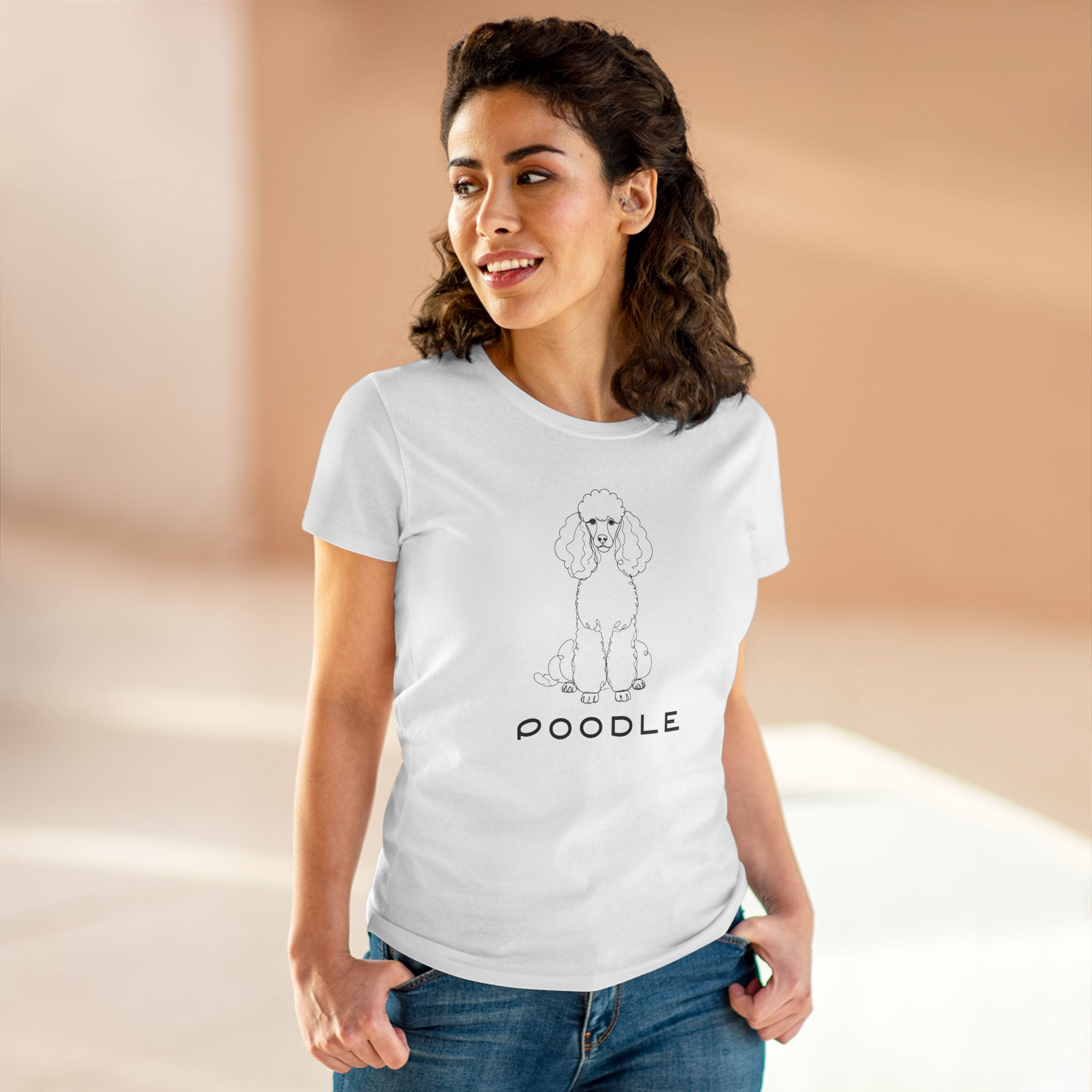 Poodle Line Art Black Print Women's Tee