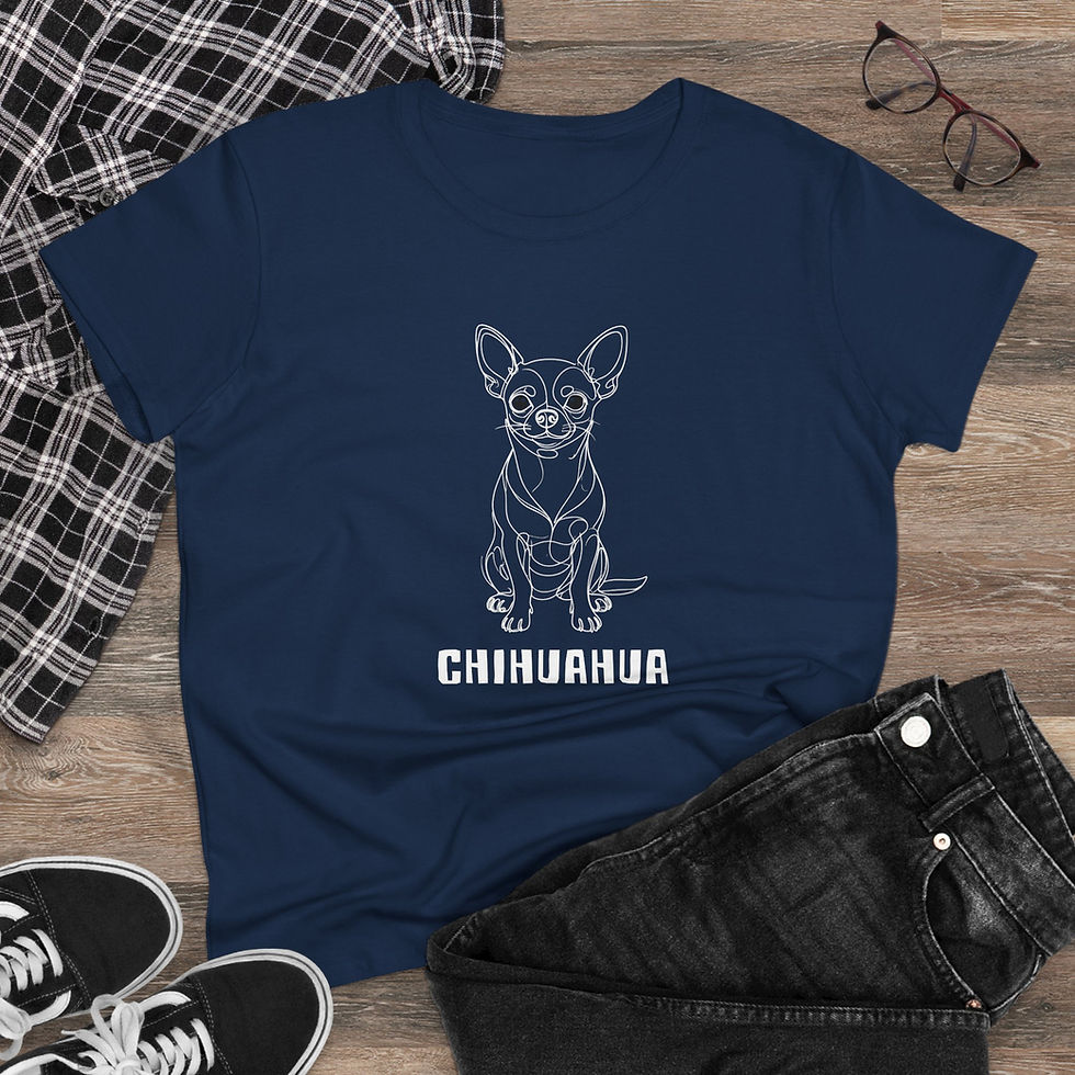 Thumbnail: Chihuahua Line Art T-Shirt — Women's | White