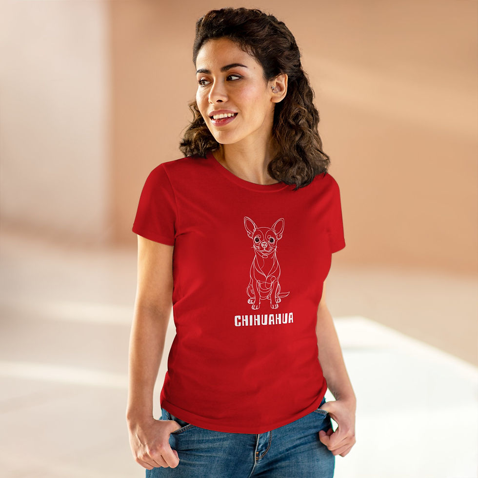 Thumbnail: Chihuahua Line Art T-Shirt — Women's | White