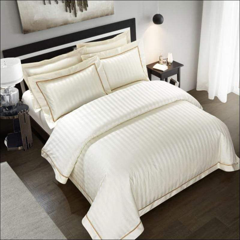 Thumbnail: Premium Egyptian Cream Duvet 4PC Bedding Set
