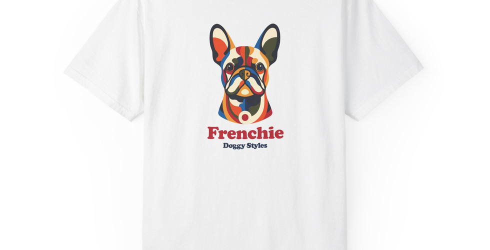 white t-shirt with French Bulldog design