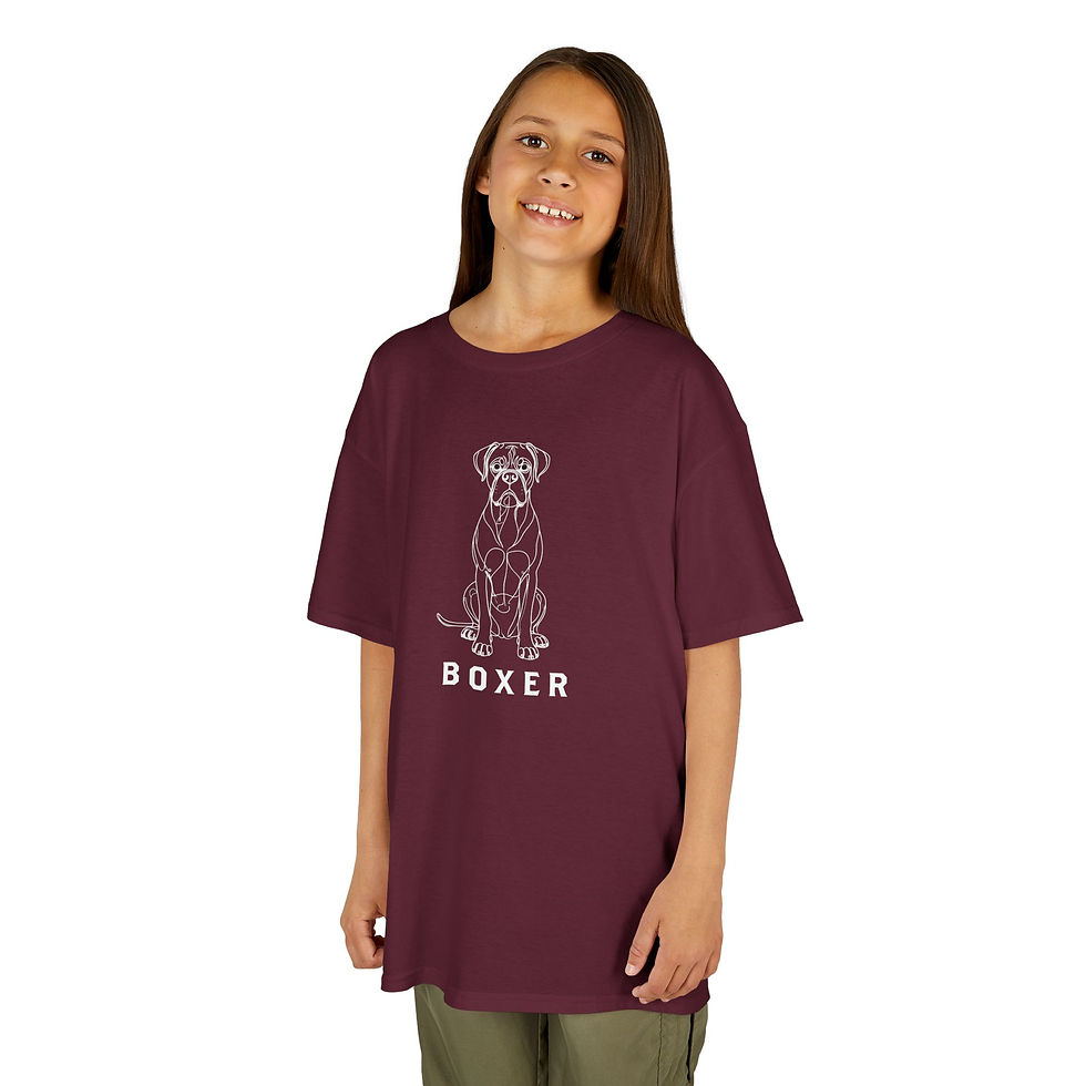 Thumbnail: Boxer Line Art T-Shirt — Kids | White