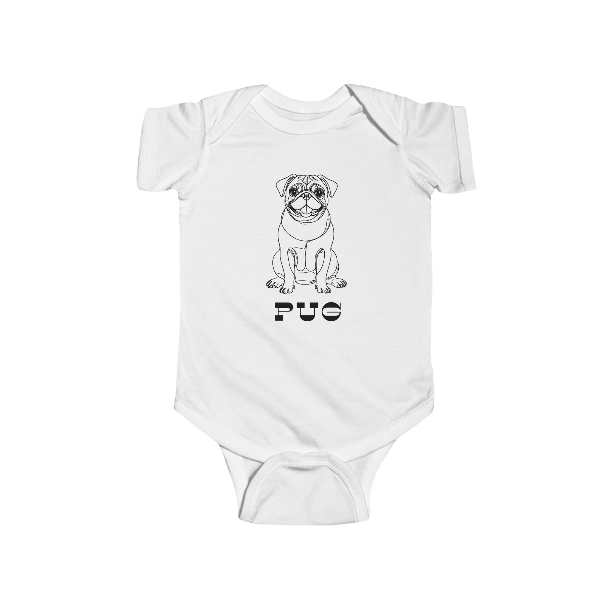 Pug Line Art Black Print Infant Bodysuit