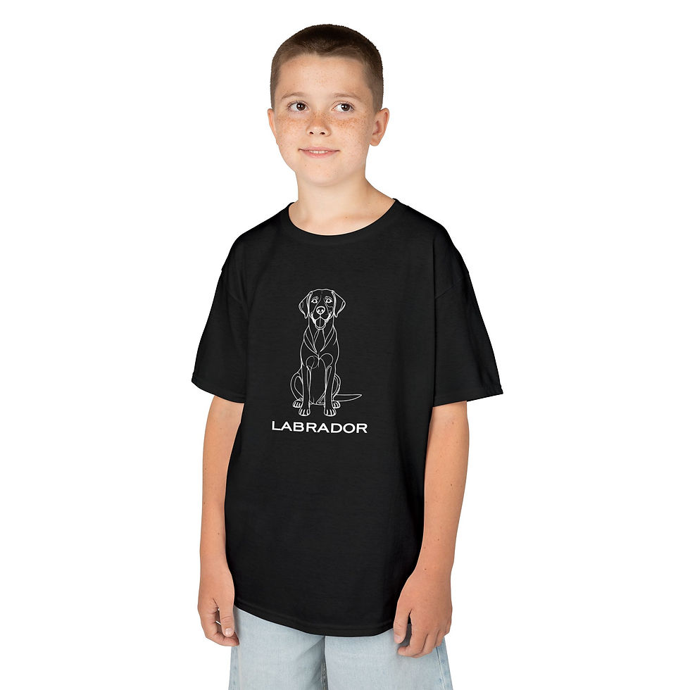 Thumbnail: Labrador Line Art T-Shirt — Kids | White